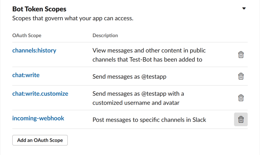 Slack Add Bot Token