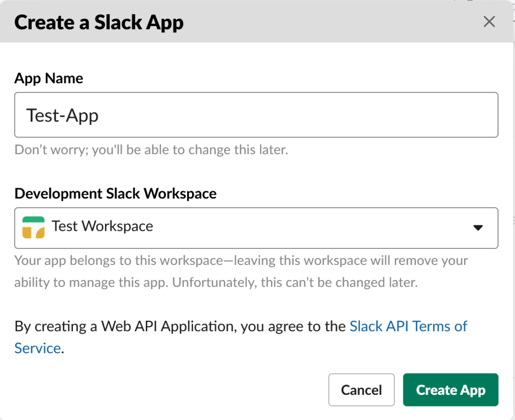 Slack Test App Creation