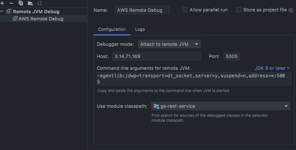 Remote Debugging Java Intellij